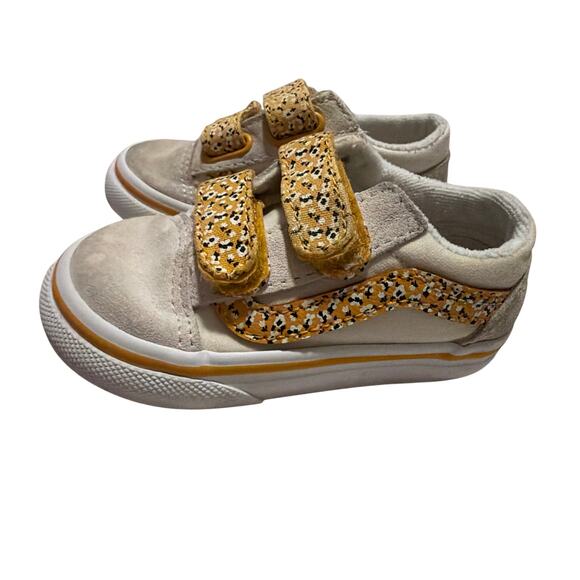 Toddler Old Skool Hook and Loop Shoes Size 5.5 Floral Yellow White - Picture 3 of 7